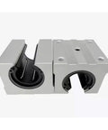 Linear Motion Ball Bearing Slide Set For 30mm Aluminum Block Guides With 4 Pieces High Precision CNC Rails For Smooth Travel In DIY Rigs And CNC Projects, shown as two aluminum blocks