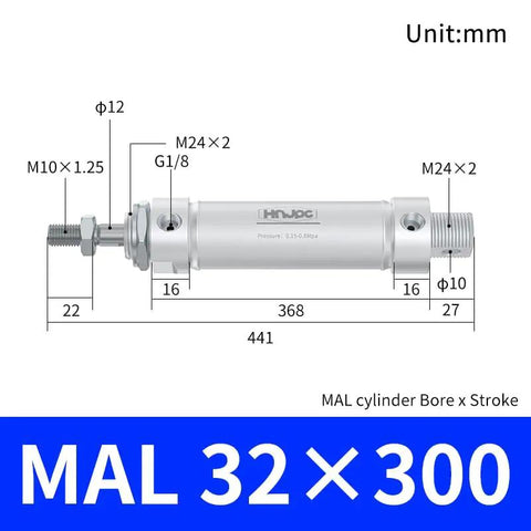 Diagram of Compact Mini Pneumatic Cylinder One And One Quarter Inch Bore 12 Inch Stroke Aluminum Double Acting With Magnetic Rod