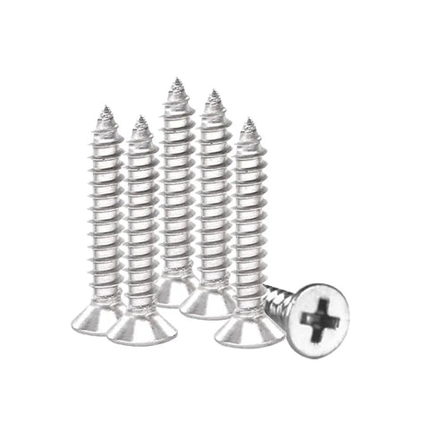 Tough As Nails Number 8 By 1 Inch 304 Stainless Steel Wood Screws 100 Piece Pack flat head screws with Phillips drive.