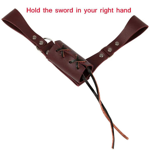Leather Sword Frog Belt Sheath For Universal Rapier Broadsword And Cutlass Right Handed Brown Adjustable Lacing