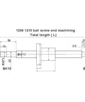 Technical diagram of Bidirectional Ball Screw Nut SFU1204 With Anti Backlash Left And Right Hand Thread, 500mm, showing dimensions.