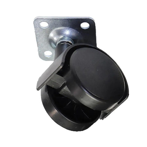 4 Pack Rubber Silent Universal Band Brake Table Casters Wheels For Furniture And Benches, black wheel with metal mount shown