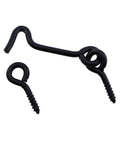 2 Inch Heavy Duty Iron Hook And Eye Latch Set In Black For Barn Doors Sliding Doors Windows Cabins Sheds And Interior Doors Easy One Step Installation With Screws 10 Pieces Durable Construction For Reliable Security On Lightweight To Heavy Doors.