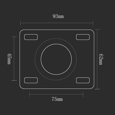 Universal mounting plate dimensions for Heavy Duty Polyurethane Brake Caster Set, 93mm x 62mm, for office chair use.