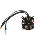 Top view of Beefy 2206 1450KV Brushless RC Motor, 20A Outrunner For Fixed Wing Airplanes, metal frame, A560 size, black, smooth running.