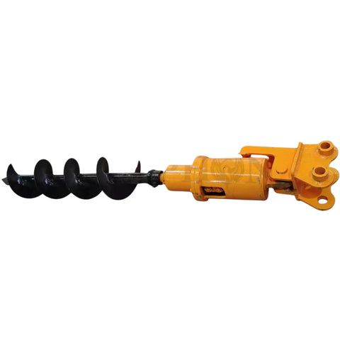 Beefy Heavy Duty 200mm Hydraulic Earth Auger Attachment For 2 To 3.5 Ton Mini Excavators, Ideal Post Hole Digger, yellow and black steel.
