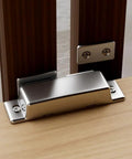 Stainless Steel Cabinet Magnetic Catch Latch For Wardrobe And Cupboard Doors Push To Open installed on a wooden surface