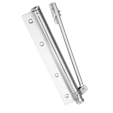 Two Pack Adjustable Aluminum Door Closer Set With Heavy Duty Build And Soft Close Spring shown in side view