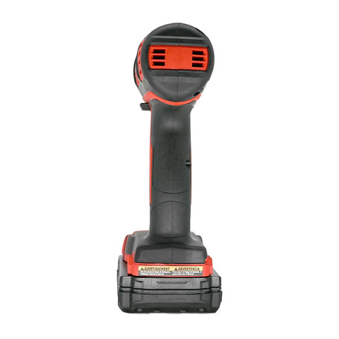 Rear view of Compact Half Inch Hammer Drill Driver Kit With M18 Cordless Power, showing battery and handle design
