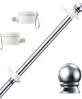 Six Foot Flag Pole Kit With Tangle Free Spinning Design Weather Resistant Rustproof Stainless Steel Pole for 3x5 Heavy Garden Flags with mount clips and finial