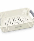 Heavy Duty Plastic Storage Bins With Open Top Design For Zero Stress Home Organization - durable white rectangular storage bin with handles.