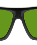 Top Shelf Laser Safety Glasses Built Tough As Nails With Killer Polycarbonate Green Optics and Snag Free OD Eight Plus UV and IR Laser Blocking for Gritty Industrial Gigs, front view.