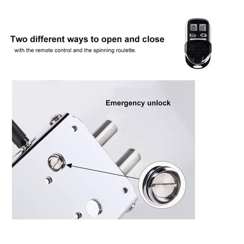 Smart Wireless Remote Door Lock With Electronic Deadbolt Anti Theft Keyless Entry System Hidden Design Four Remotes Fast Easy Access Home Security Upgrade For Front Or Back Door showing emergency unlock feature