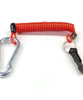 Tough As Nails Trailer Breakaway Cable With Universal RV Camper Brake Tether Line, coiled red cord with carabiner and quick release pin.