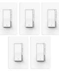 Five Pack Slide Dimmer Switch For Dimmable LED CFL Lights Up To 300W And Incandescent Or Halogen Up To 700W Works As Single Pole Or 3 Way Wall Plate Included ETL Listed White