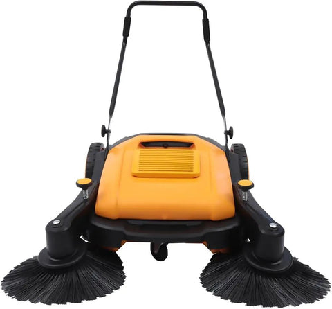 41.34 Inch Heavy Duty Manual Floor Sweeper With 14.53 Gal Dustbin For Outdoor Patios Driveways High Efficiency Hand Push Brush Sweeping Tool