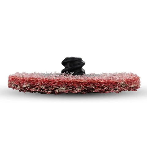 Surface Conditioning Quick Change Discs 2 Inch Red Medium Grit Prep Pads 25 Pack With Universal Male Type R Connection For Stainless Steel Steel Non Ferrous Plastics Fiberglass Auto Body And Welding Prep