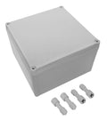 Hella Tough Waterproof IP67 Junction Box With Dustproof Sealed Plastic Housing For DIY Electrical Projects And Outdoor Cable Management That Locks Out Dirt And Keeps Your Rig Locked Down Tight, gray junction box with screws.