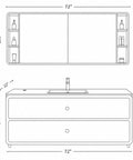 Ultra Chic 72 Inch Freestanding Single Sink Bathroom Vanity With Glowing Led Mirror Cabinet And Hella Spacious Drawer Storage Plus Open Shelves Home Decor dimensions diagram