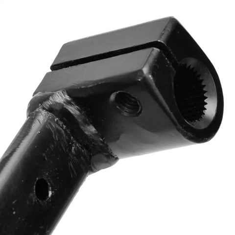 Close-up of Universal 135 Degree Hand Gear Shifter Lever For Taotao Sunl Coolster, black metal finish, gear teeth visible.