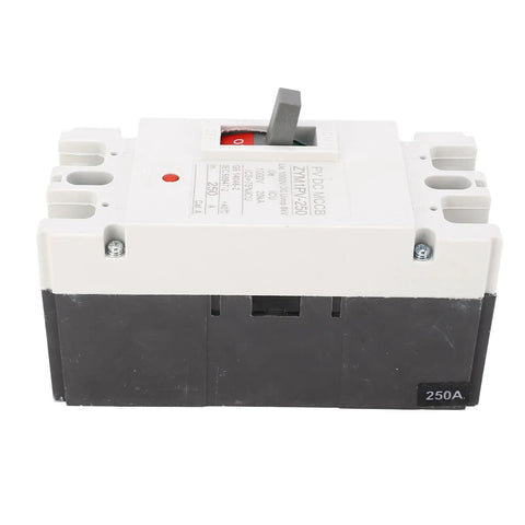Front view of Two Pole DC Miniature Circuit Breaker 1000V 250A Molded Case Switch, 20kA Breaking Capacity, Built Tough From Thermosetting Material
