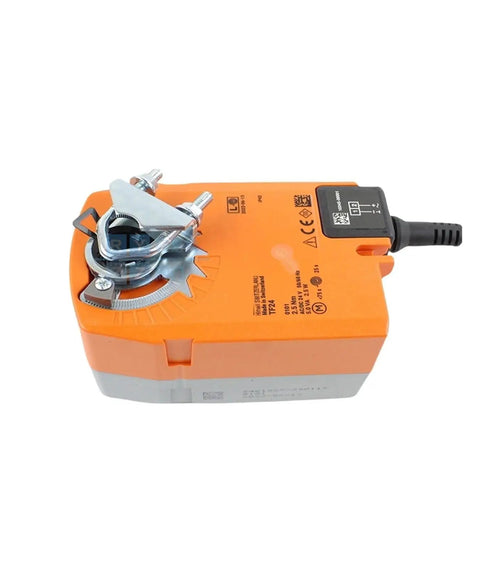 Heavy Duty Damper Actuator Replacement For TF24 TF24S TF230 SR Models side view with metal bracket, perfect for under hood use.