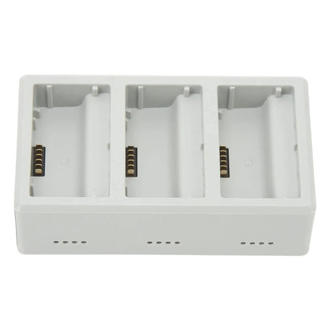 3 Way Drone Battery Charging Station With PD Fast Charge for Mini 3 Pro, mini drones; white rectangular charger with 3 slots