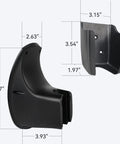 Slick Wall Mount Charging Cable Organizer For Tesla with detailed dimensions, matte black ABS plastic, for Model 3 Y S X use.