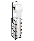 Vertical Free Standing Toilet Paper Dispenser Stand For Jumbo Mega Roll Storage No Fuss Easy Access With Matte Black Bathroom Organizer Modern Minimalist Decor