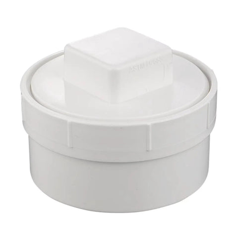 6-Inch PVC DWV Cleanout Plug Cap Female Sewer Adapter Fitting for Drainage Systems White for Home and Pro Use ASTM D2665 Compatible