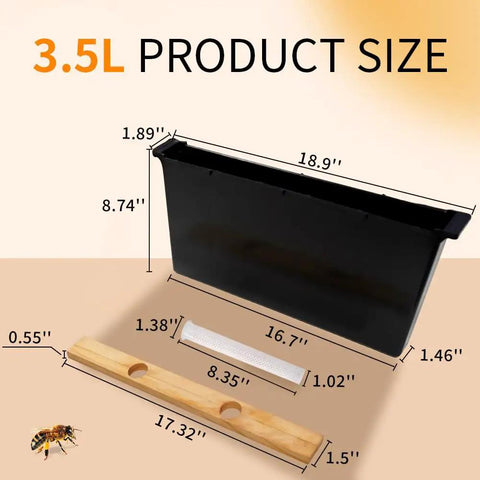 Dimensions of 3.5L beehive feeder from 2 Pack 3.5L Beehive Feeder Set With Beeswax Coated Frames, Cedar Wood Water And Sugar Syrup Feeder.