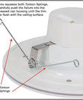 6 Inch Integrated LED Recessed Downlight With Night Light Trim showing torsion springs and installation guide