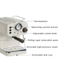 Retro Dope Semi Automatic Espresso Machine For Home Or Cafe White Metal Body With Steam And Tea Function Easy To Clean