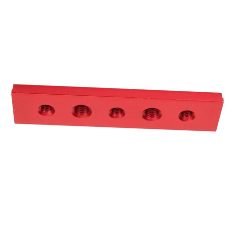 Cut Like Butter 100Mm T Slot Miter Track With Holes Aluminum Alloy Woodworking Gutter Electric Circular Saw Workbench Fixture Guide Pro Built Tough Smooth Slick Red close-up view showcasing pre-drilled holes.