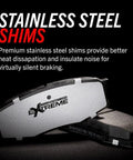 PowerStop front brake pads with stainless steel shims and installation hardware for Ford F-Series Super Duty