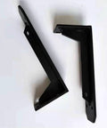 Built Tough Heavy Duty Wall Mount Brackets Rock Solid L Shaped Floating Supports Durable Steel close-up view of two black brackets.