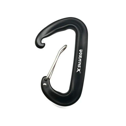 Ultra Tough Aluminum Carabiner Clip from 4 Pack, black, with lightweight wiregate for hammocks, camping, water bottles, and backpacking.