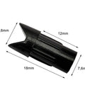 50 Pack Half Moon Plastic Arrow Nocks For 7.6mm ID Crossbow Bolts Replacement, black 18mm length shown with dimensions