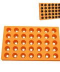 Heavy Duty Thickened Router Bit Storage Tray For ER25 ER32 C32 Collets Featuring 24 And 33 Millimeter Holes in orange PVC.