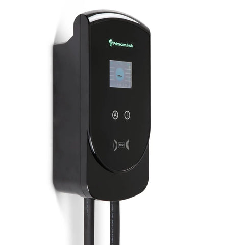 Beefy 277 To 480V Level 2 EV Charger, 80 Amp, J1772 Plug, wall-mounted, black casing, single phase power, 50 ft cord compatible