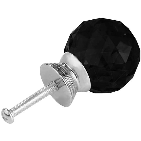 12 Pack Matte Black 30mm Crystal Glass Cabinet Knobs With Mounting Screws Heavy Duty Zinc Alloy Base Knockout Style For Kitchen Dresser Furniture Sweet Home Refresh No Sweat Install