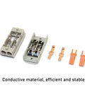 Heavy Duty Quick Push In Wire Connectors With Lever Operated Terminals For Fast Tool Free Splicing Solid Stranded Copper Conductors Flame Retardant Housing Rated 32A And 600V Perfect For Home Or Commercial Wiring Projects, gray connector parts