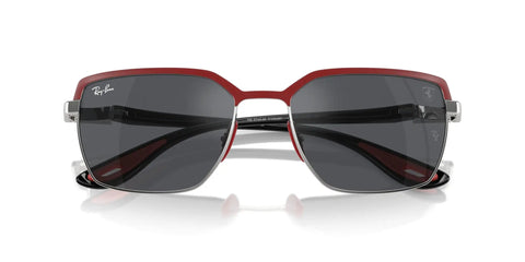 Scuderia Ferrari Collection Sunglasses RB3743M Matte Red On Gunmetal With Dark Grey Lenses 58mm F1 Brow Bar Inspired Frame Design