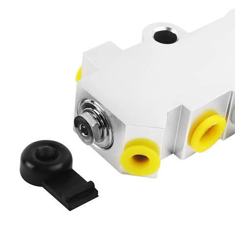 Universal Disc Drum Brake Proportioning Valve With Smooth Stopping Power For Heavy Duty Rides, showing aluminum body and ports.