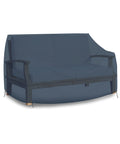 Outdoor Loveseat Cover Weatherproof 12 Oz PVC Coated Polyester Patio Sofa Cover With Air Vents And Drawstrings Keeps Dry Rain Or Shine Fits 54W x 35H x 37D Inches Blue Waterproof UV Resistant covering loveseat