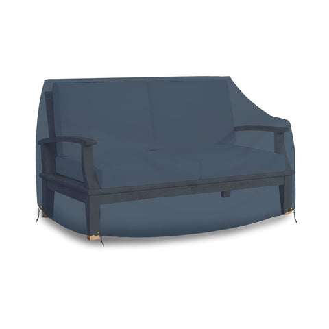 Outdoor Loveseat Cover Weatherproof 12 Oz PVC Coated Polyester Patio Sofa Cover With Air Vents And Drawstrings Keeps Dry Rain Or Shine Fits 54W x 35H x 37D Inches Blue Waterproof UV Resistant covering loveseat