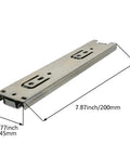 Quiet 3 Section Drawer Slides With Side Mount For 100 Pound Load Ball Bearing Smooth Glide 8 Inch, showing slide dimensions