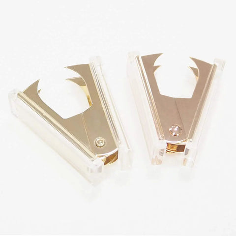Two Pack Rose Gold and Gold Staple Remover Set with acrylic frames, premium desk accessories for quick paper fixes and reusable use.