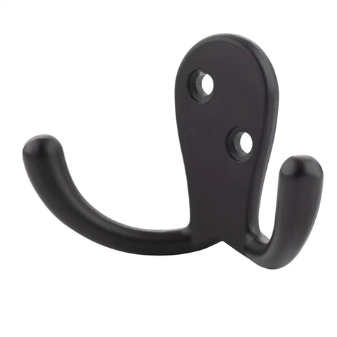 Curved Zinc Robe Hook Set Flat Black 5 Pack Beefy Heavy Duty Wall Mount Hangers With Durable Zinc Alloy Construction One Inch Wide
