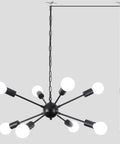 Eight Light Sputnik Chandelier In Brushed Nickel, Modern Industrial Ceiling Light Fixture for Dining Room, chain hanging